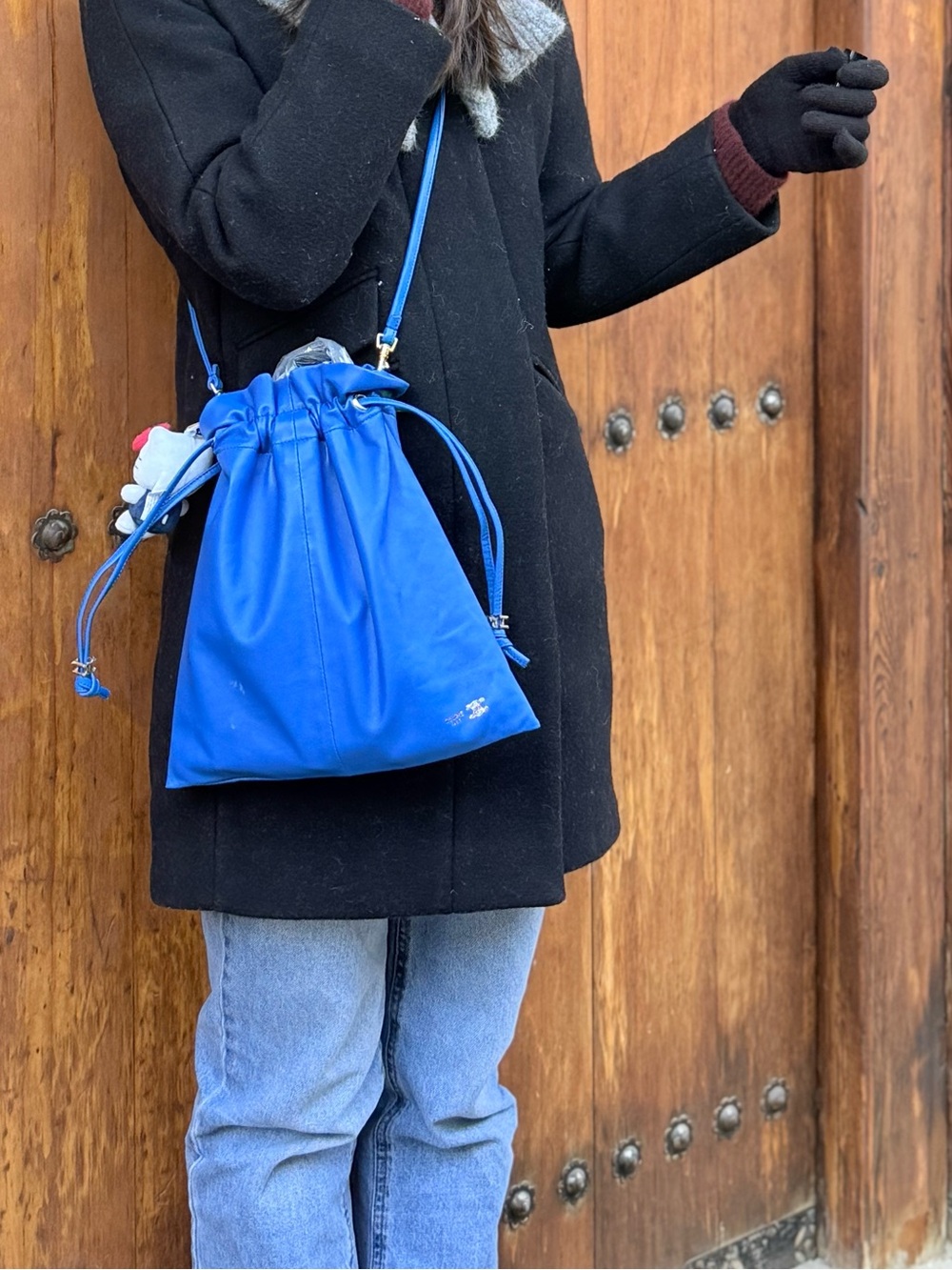 Celine Small Crystal Pouch in Lambskin Blue Crossbody Bag